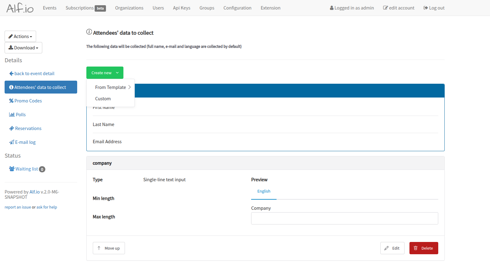Create new field options